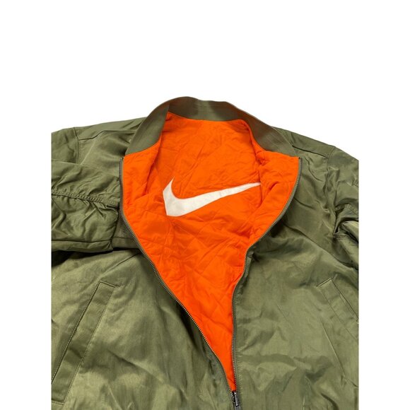 Nike Mens Olive Green orange reversible Bomber Jacket SZ 1X SKU 9377 - Picture 6 of 16